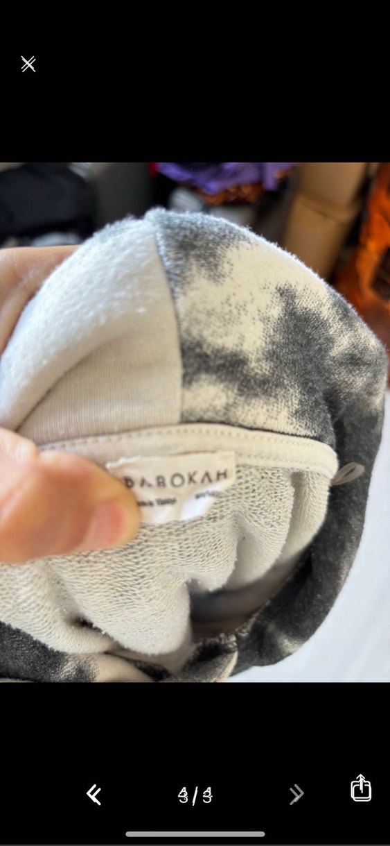 Kadın Gri Batik Desenli Kısa Kollu Sweatshirt - Görsel 4