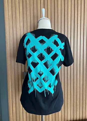 Erkek Siyah  Desenli Rahat Tişört - Görsel 3