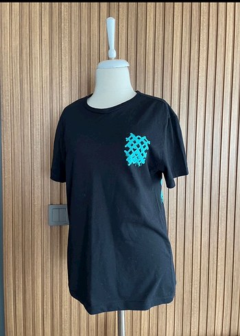 Erkek Siyah  Desenli Rahat Tişört - Görsel 2