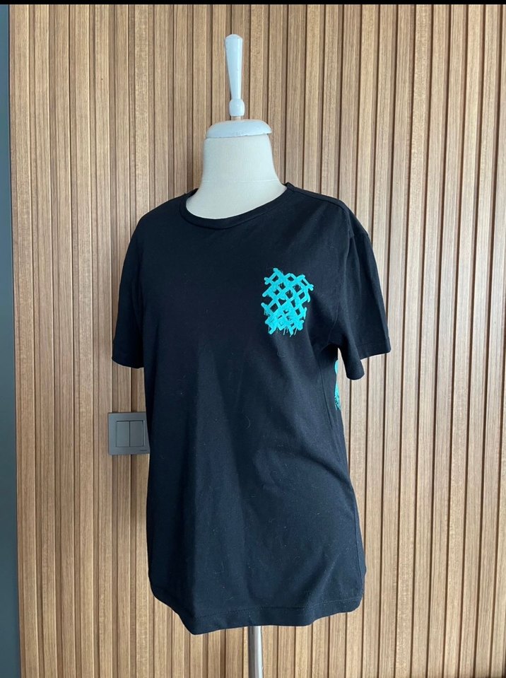 Erkek Siyah  Desenli Rahat Tişört - Görsel 2