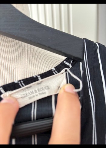 Siyah Çizgili Kadın Midi Tulum - Görsel 4