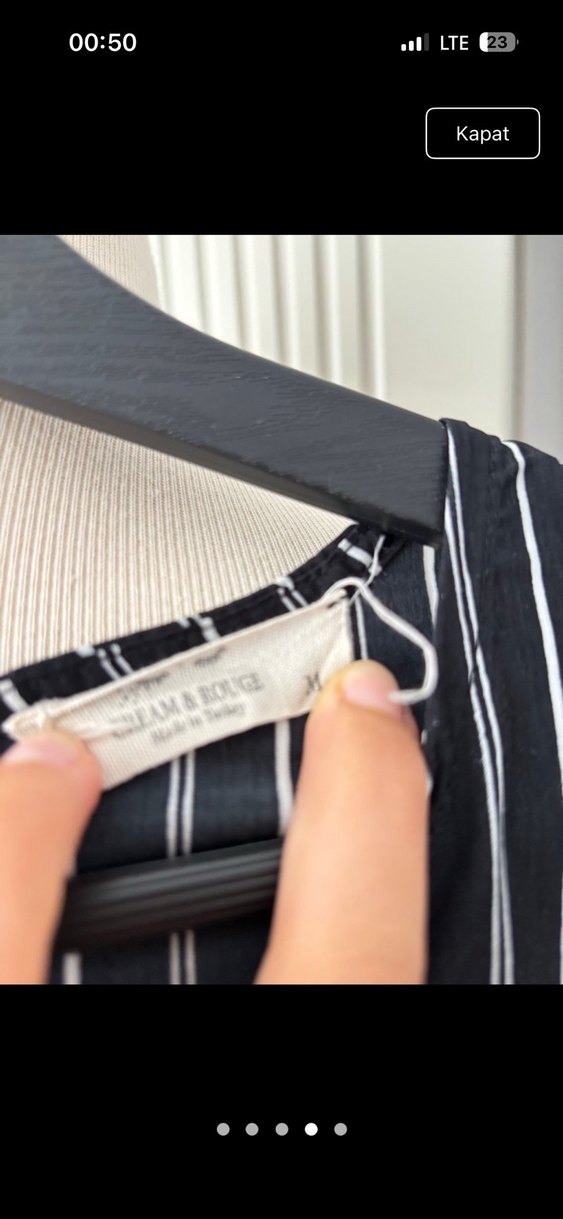 Siyah Çizgili Kadın Midi Tulum - Görsel 4