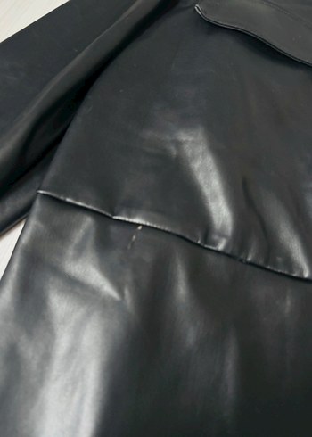 Siyah Düğmeli Deri Gömlek Ceket - Görsel 6