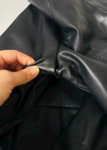 Siyah Düğmeli Deri Gömlek Ceket - Görsel 8