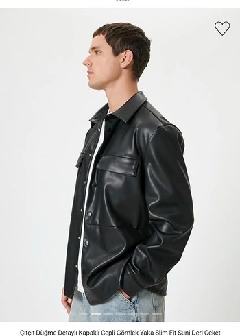 Siyah Düğmeli Deri Gömlek Ceket - Görsel 2