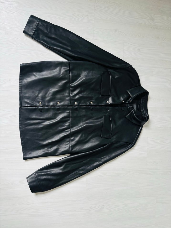 Siyah Düğmeli Deri Gömlek Ceket - Görsel 5