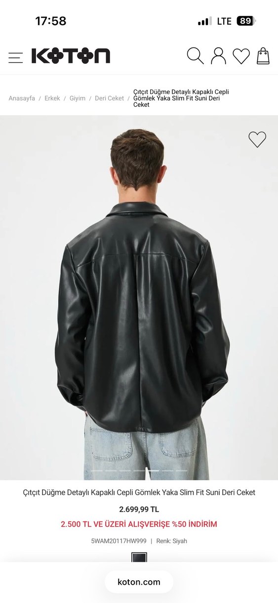 Siyah Düğmeli Deri Gömlek Ceket - Görsel 3