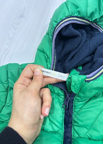 Erkek Çocuk Yeşil Kapüşonlu Fermuarlı Mont - Görsel 6