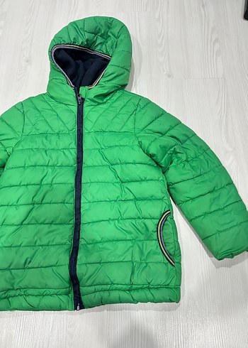 Erkek Çocuk Yeşil Kapüşonlu Fermuarlı Mont - Görsel 4