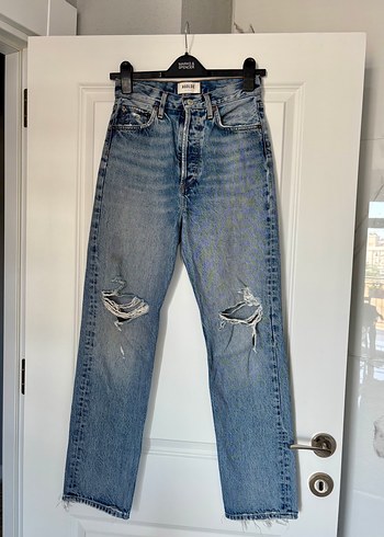 Kadın Mavi Midi Boy Regular Fit Yırtık Kot