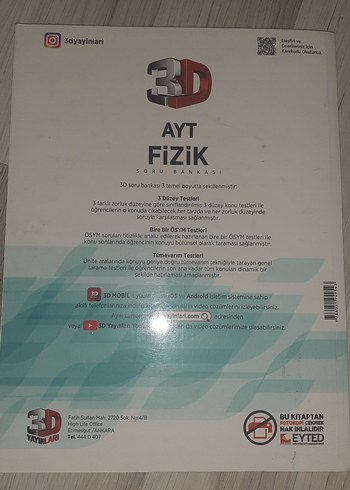  AYT Fizik Soru Bankası 3D Video Çözümlü