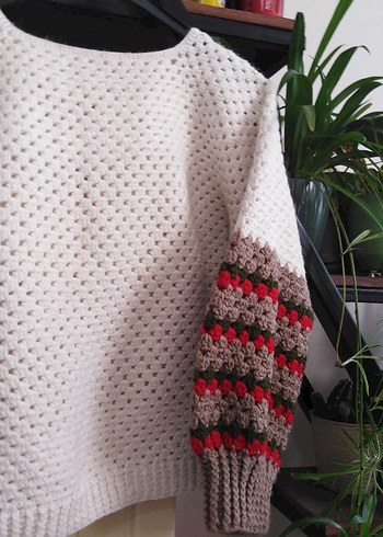 Çok Renkli bohem el örgüsü kazak - Görsel 2