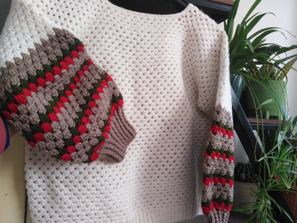 Çok Renkli bohem el örgüsü kazak - Görsel 5