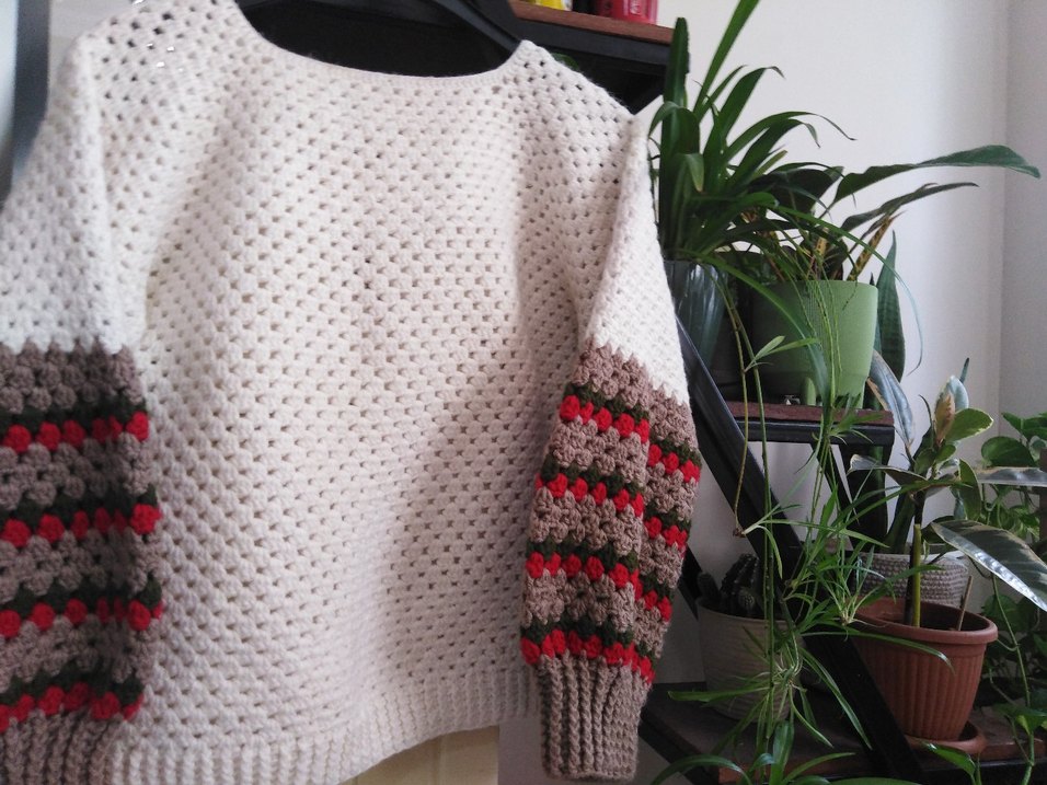 Çok Renkli bohem el örgüsü kazak - Görsel 2