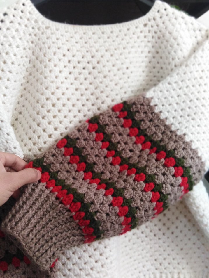 Çok Renkli bohem el örgüsü kazak - Görsel 3