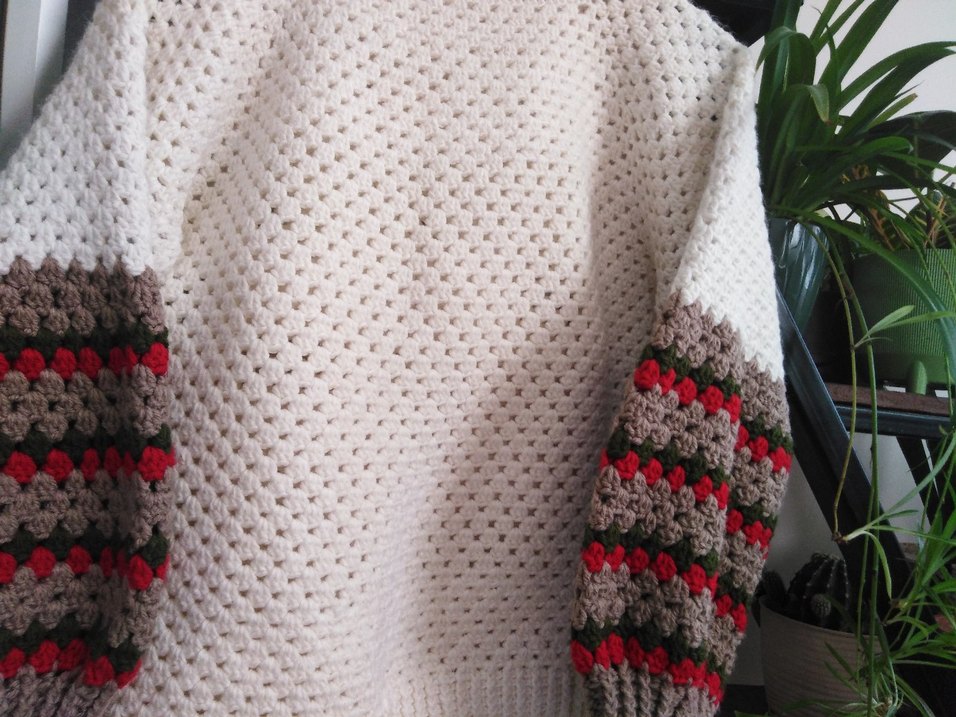 Çok Renkli bohem el örgüsü kazak - Görsel 4