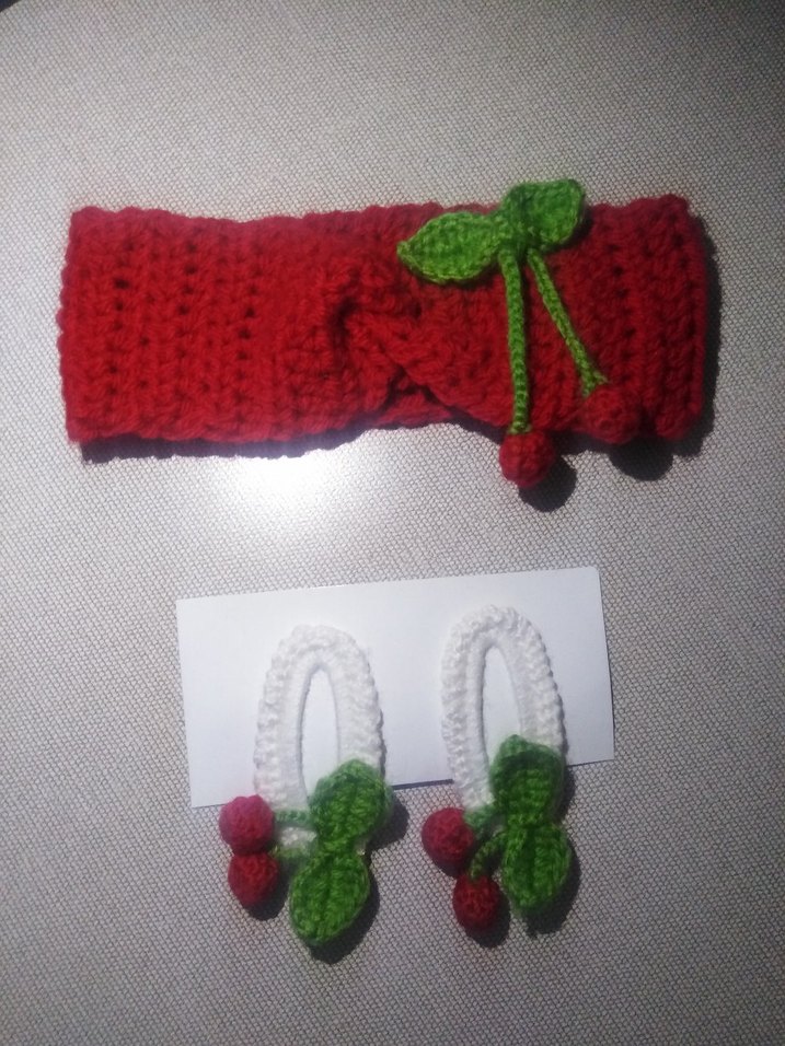 Renkli Nakışlı Örgü Saç Bandı ve Toka Seti - Görsel 3