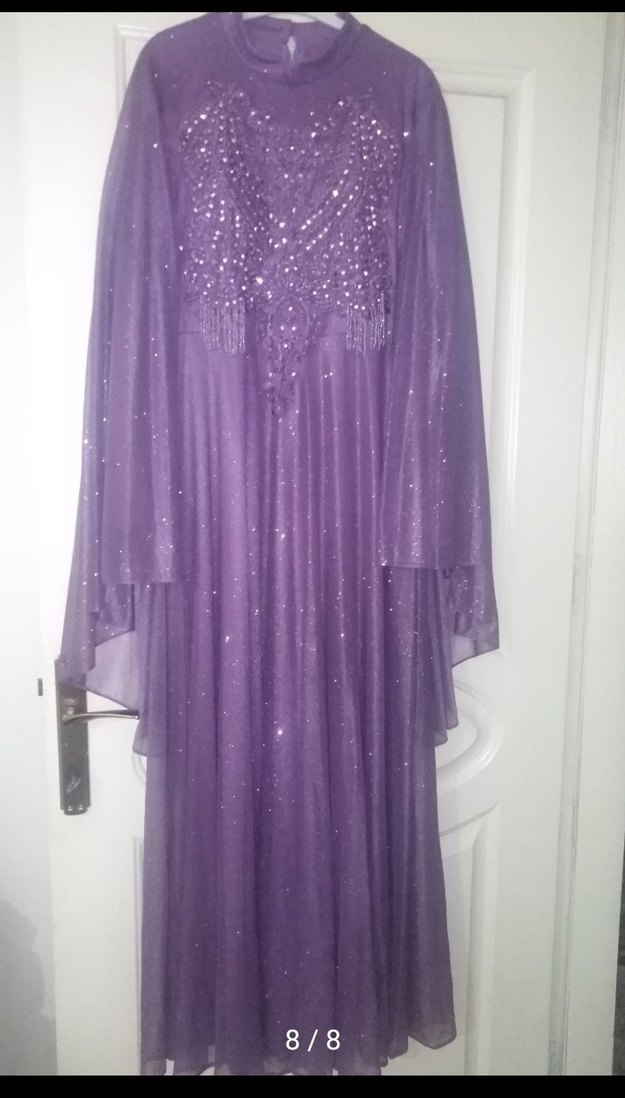 lila renk çok şık tesettür Abiye - Görsel 3