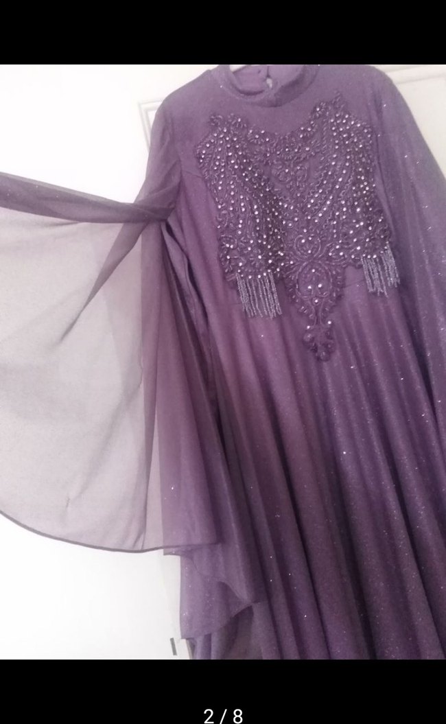 lila renk çok şık tesettür Abiye - Görsel 4