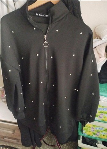 Siyah Uzun Fermuarlı Kadın Ceket - Görsel 5