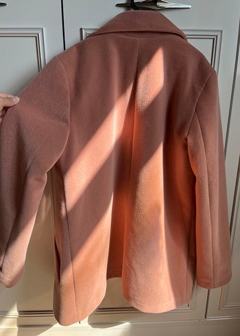 34 Beden Kavun içi/ açık pembe Midi Kaban, Notched Lapel Yaka