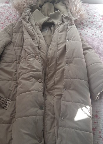Düğmeli mint yeşili Midi çocuk Mont