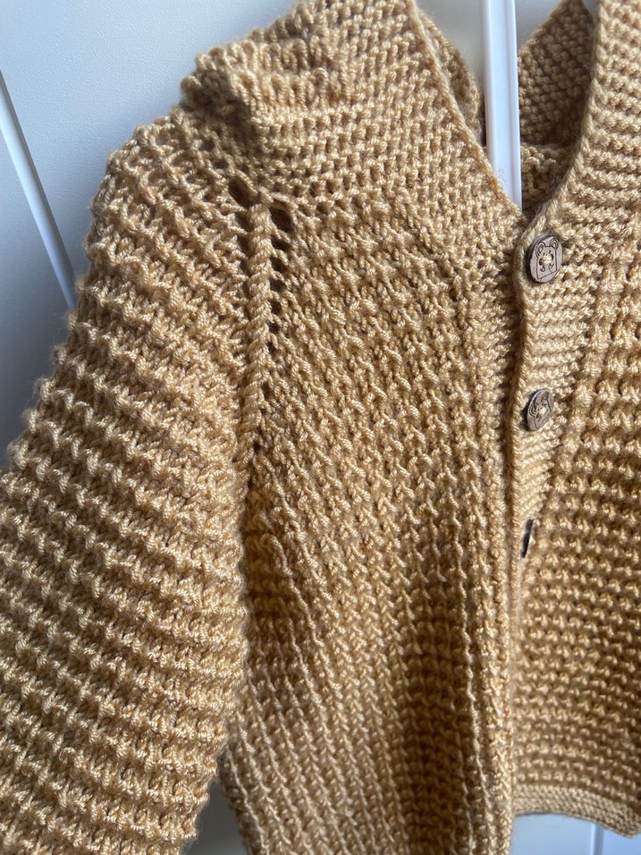 Bej El Örgüsü Unisex Çocuk Hırka - Görsel 3