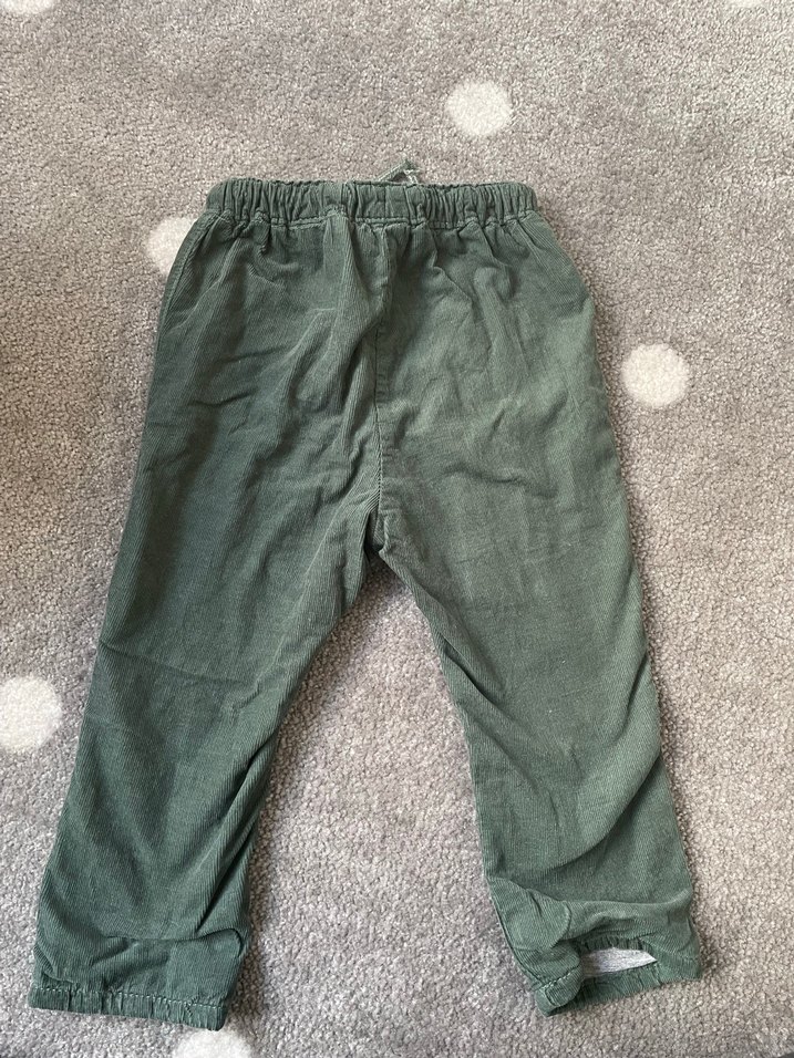 H&M Erkek Çocuk Yeşil Kadife Bol Kesim Pantolon - Görsel 3