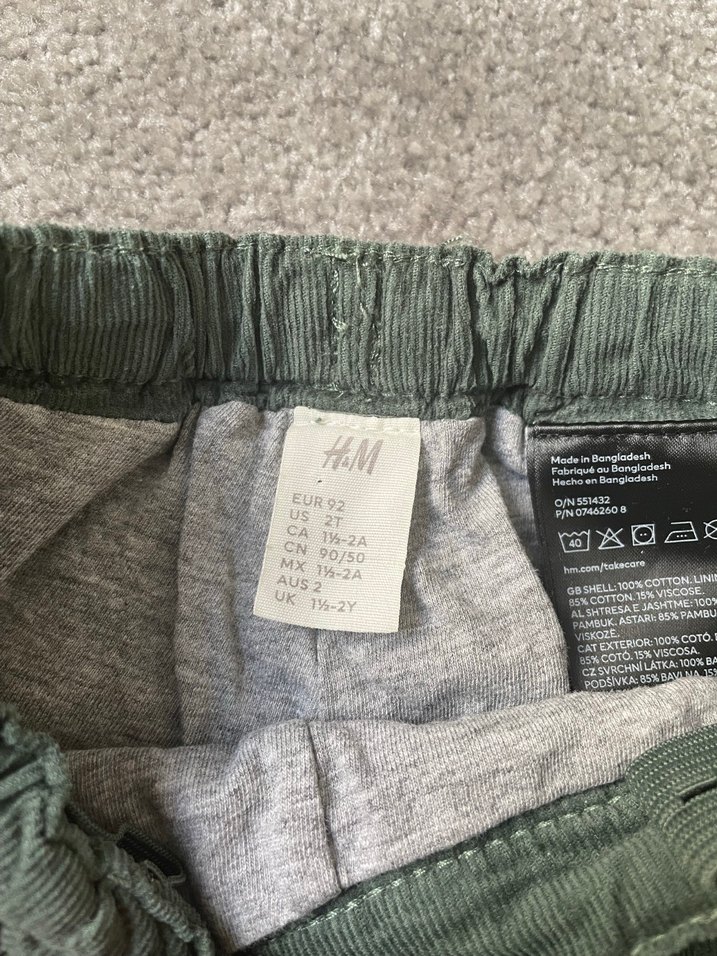 H&M Erkek Çocuk Yeşil Kadife Bol Kesim Pantolon - Görsel 2