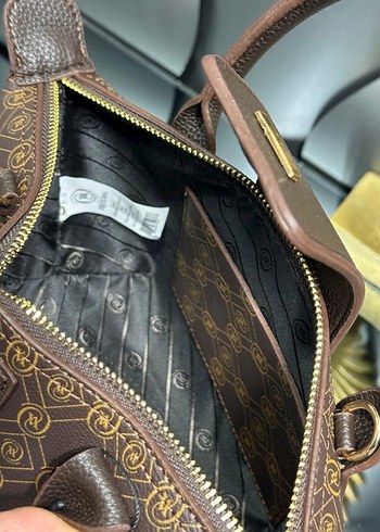 Klasik Desenli Kahverengi Deri Kadın Çanta - Görsel 2