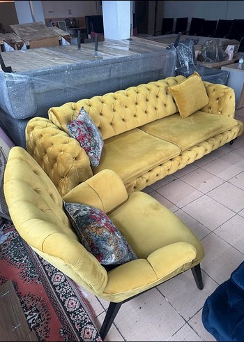 Modern Klasik Sarı Desenli Kanepe Kılıfı - Görsel 6