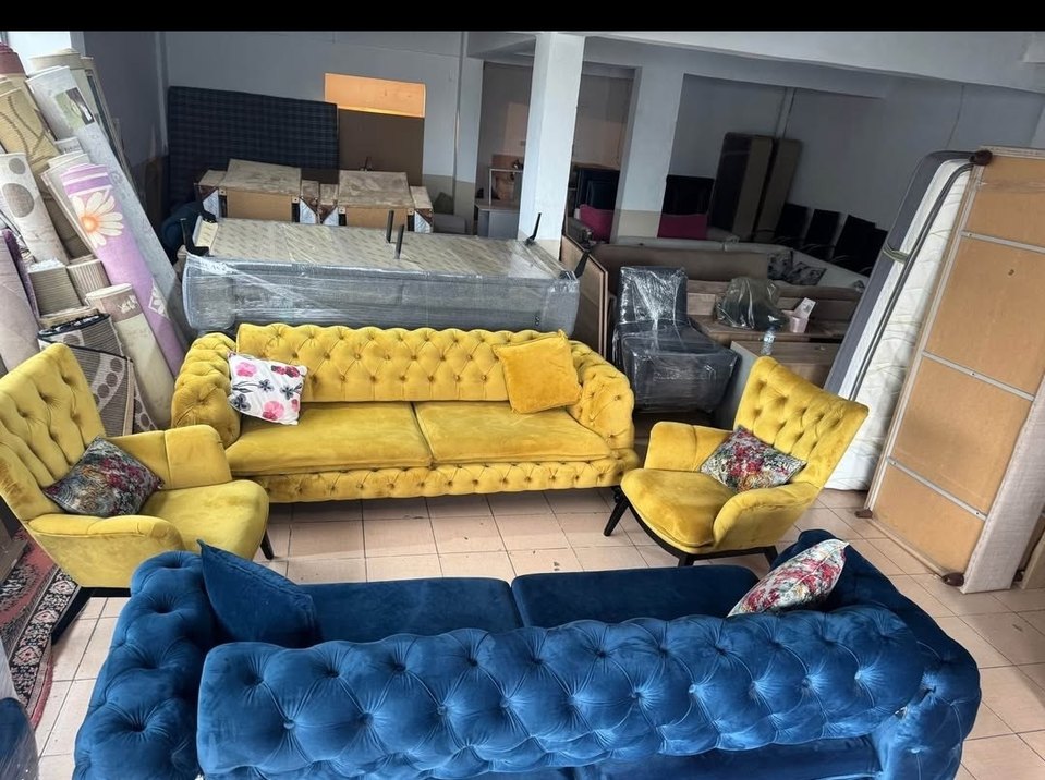 Modern Klasik Sarı Desenli Kanepe Kılıfı - Görsel 2