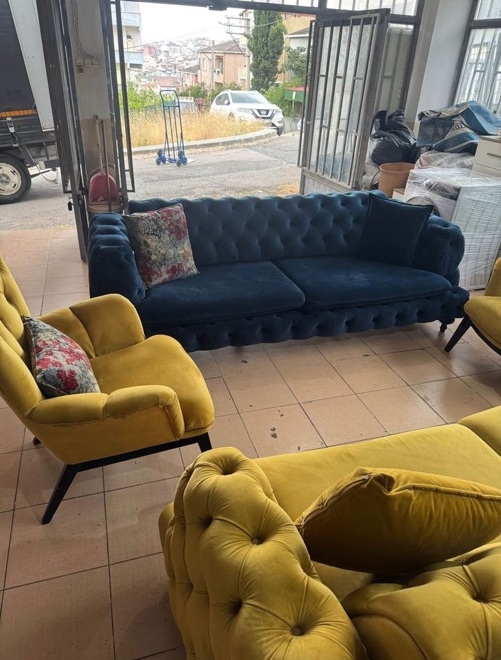 Modern Klasik Sarı Desenli Kanepe Kılıfı - Görsel 3