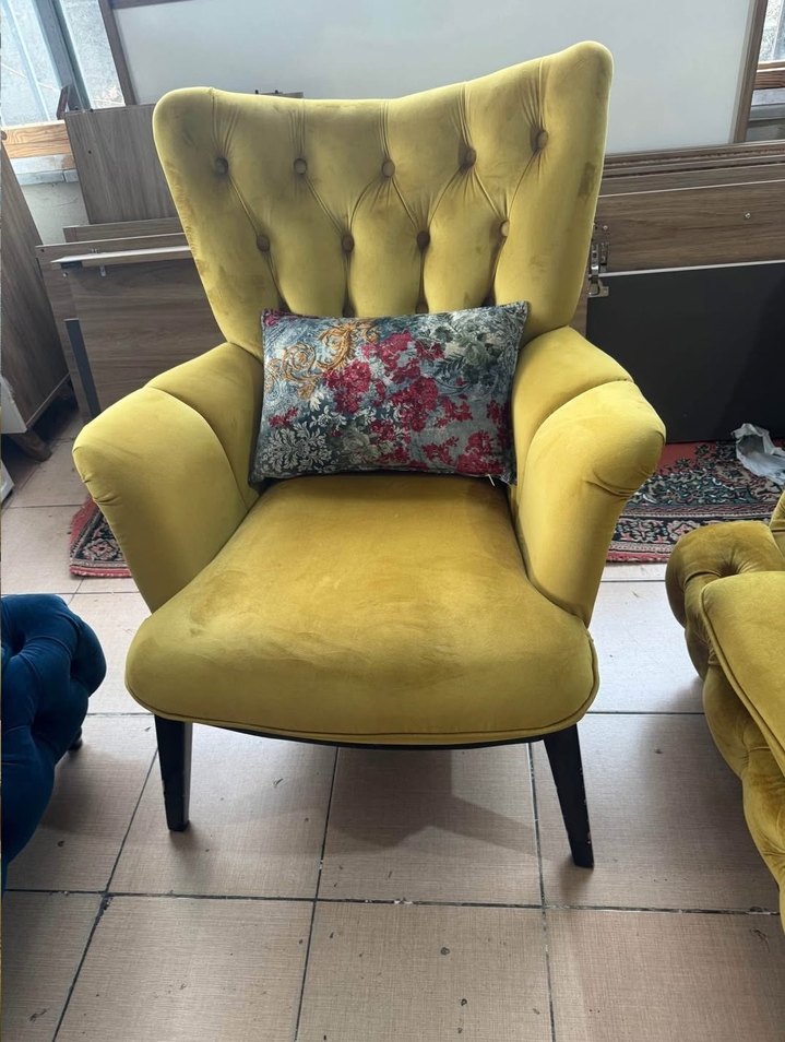 Modern Klasik Sarı Desenli Kanepe Kılıfı - Görsel 5