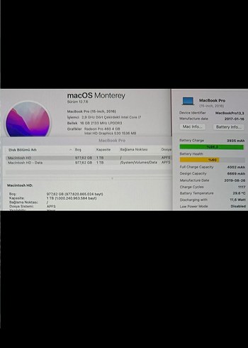 MacBook Pro 15 Touchbar 2.9GHz 1TB 16GB 4GB GPU - Görsel 7