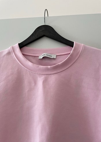 l Beden pembe Renk Pembe Kısa Kollu Basic Kadın Tişört