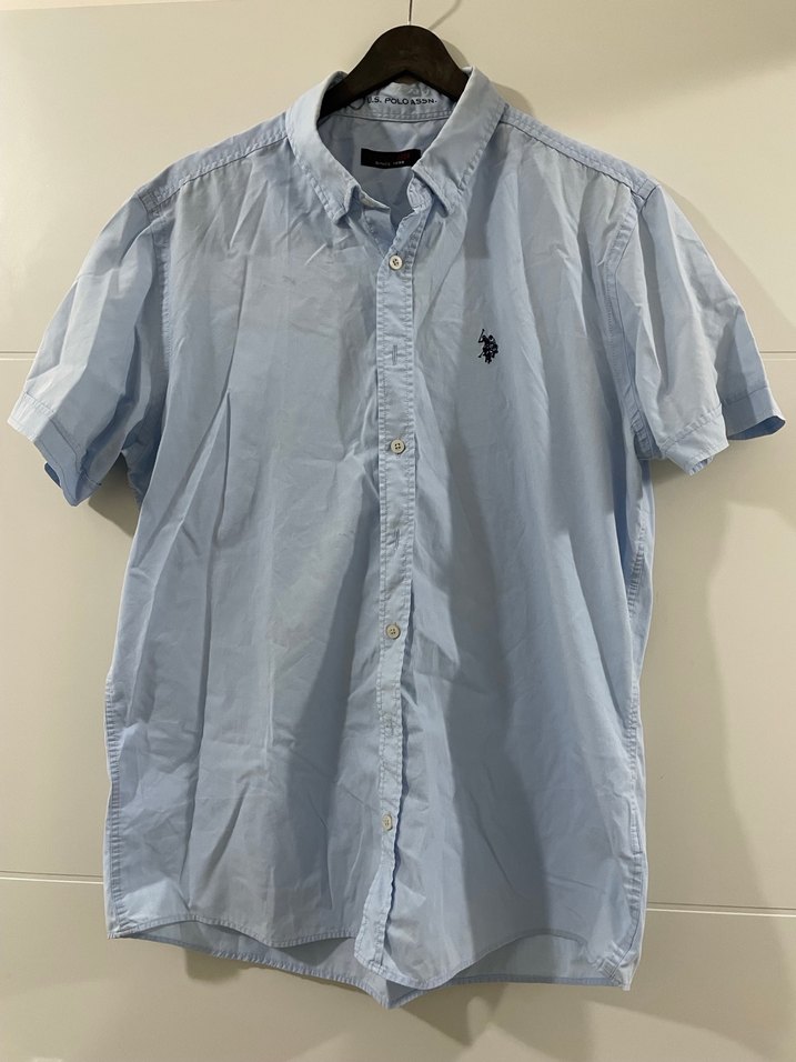 Mavi Kısa Kollu Erkek Gömlek - Görsel 3