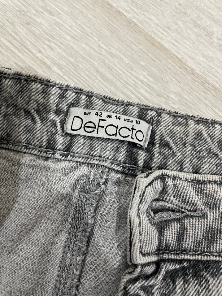 Gri Geniş paça kadın jean - Görsel 3