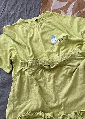 xl Beden yeşil Renk Yeşil Şortlu Pijama Takımı