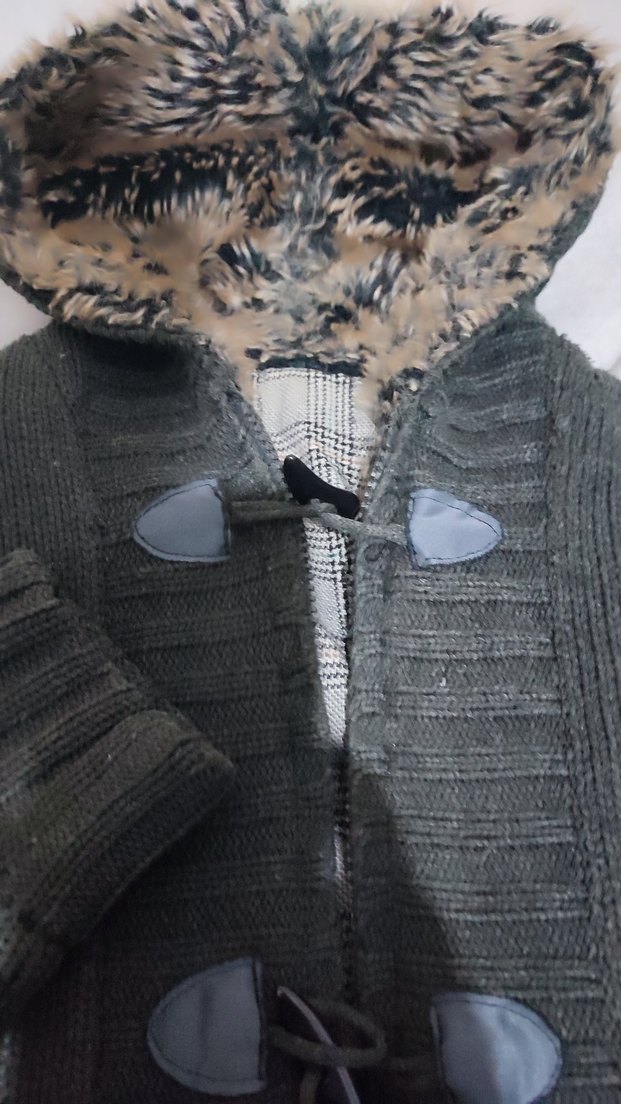 Erkek Gri Kısa Kürklü Kapüşonlu Kış Ceketi - Görsel 4