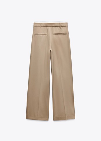 Bej Midi Kumaş Kadın Pantolon