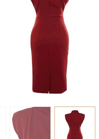 Trendyol & Milla Bordo, dik yakalı, kalem midi elbise