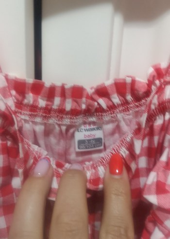 LC Waikiki Kız Çocuk Kırmızı Kareli Askılı Elbise