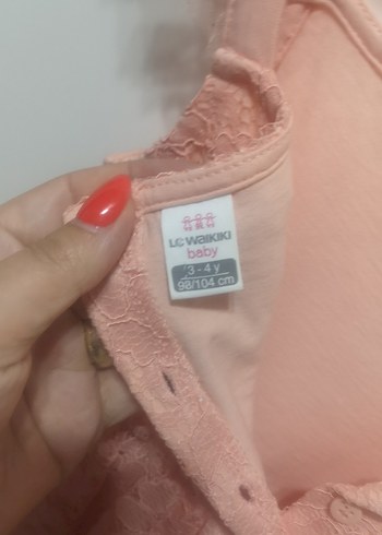LC Waikiki Kolsuz Dantelli Pembe Kız Elbisesi