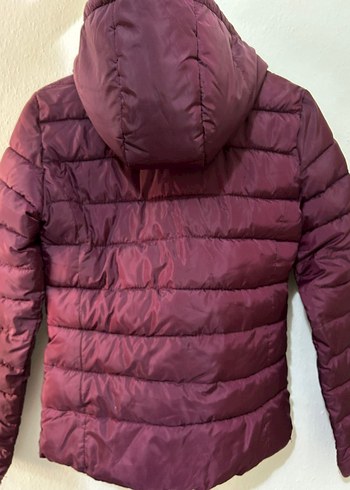 34 Beden bordo Renk Bordo Kapüşonlu Fermuarlı Kadın Kışlık Mont