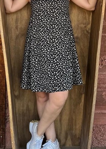 Mango Siyah Yıldız Desenli Elbise - Görsel 7