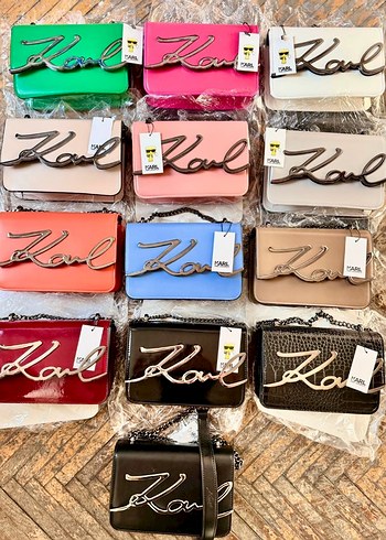Karl Lagerfeld Zincir Detaylı Parlak Mavi Deri Kadın Çanta