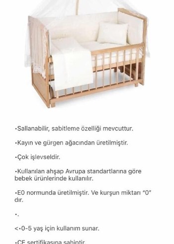 Diğer Bej Ahşap Bebek Beşiği