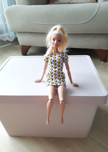 barbie Beyaz Desenli Elbiseli Bebek