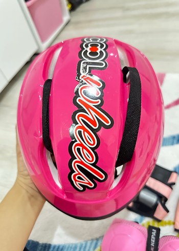 Pembe Biker Kız Çocuk Kask ve Koruyucu Seti - Görsel 7